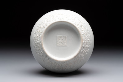 A Chinese white-glazed garlic-head vase and a robin&rsquo;s egg-glazed vase, Qianlong mark, 20th C.