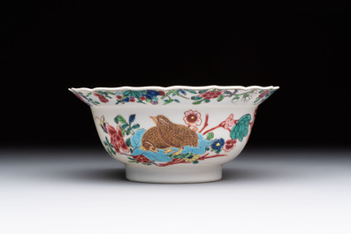 A Chinese famille rose teapot and a 'quails' bowl, Yongzheng