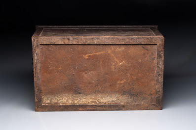 A large iron strongbox with three keys, France or Germany, 19th C.