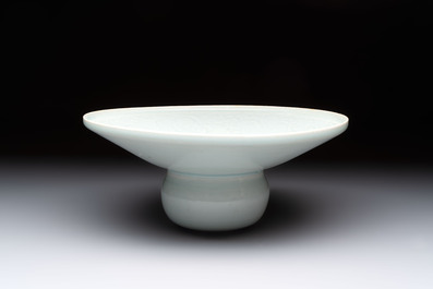 A Chinese qingbai spittoon with incised floral design, Song/Yuan