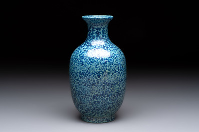 A Chinese white-glazed garlic-head vase and a robin&rsquo;s egg-glazed vase, Qianlong mark, 20th C.