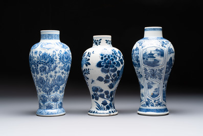 Five Chinese blue and white vases, Kangxi/Qianlong