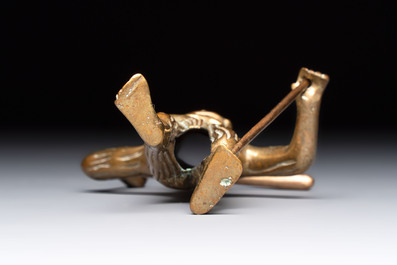 A Gothic brass chandelier finial in the form of a Wild Man, Flanders, ca. 1500
