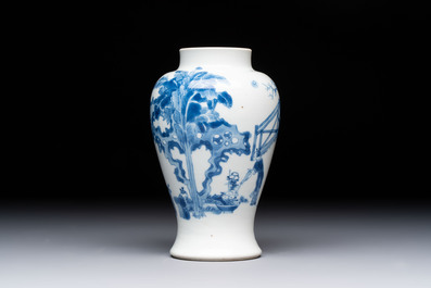 A fine Chinese blue and white 'Tao Yuanming 陶渊明' vase, Chenghua mark, Kangxi