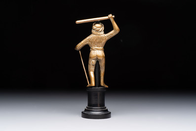 A Gothic brass chandelier finial in the form of a Wild Man, Flanders, ca. 1500