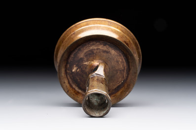 A Flemish knotted brass candlestick, 15th C. and later