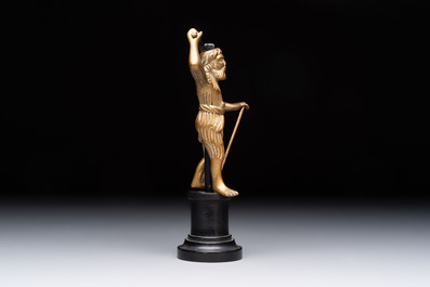 A Gothic brass chandelier finial in the form of a Wild Man, Flanders, ca. 1500