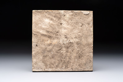 A Damascus pottery tile with stylised floral design, 19th C.