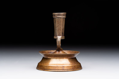 A Flemish knotted brass candlestick, 15th C. and later