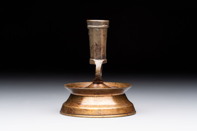 A Flemish knotted brass candlestick, 15th C. and later