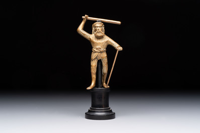 A Gothic brass chandelier finial in the form of a Wild Man, Flanders, ca. 1500