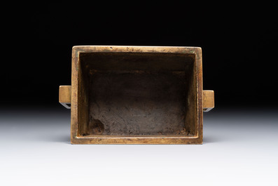 A Chinese bronze censer with double gourd design, Qianlong mark and of the period