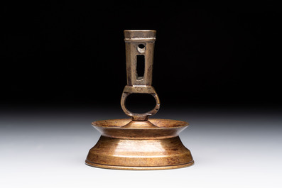 A Flemish knotted brass candlestick, 15th C. and later