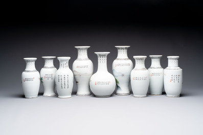 31 Chinese famille rose vases, Qianlong and Jingdezhen marks, 20th C.
