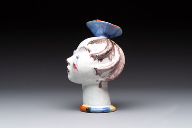 Walter Bosse (Vienna, 1904-1979): 'Female Bust', polychrome ceramic, 20th C.