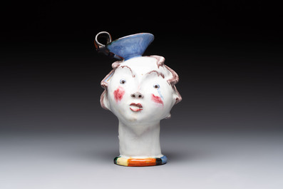 Walter Bosse (Vienna, 1904-1979): 'Female Bust', polychrome ceramic, 20th C.