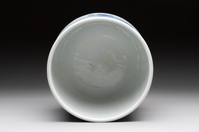 A fine Chinese blue and white 'fishermen and poem' bitong, Shang 賞 seal mark, Kangxi