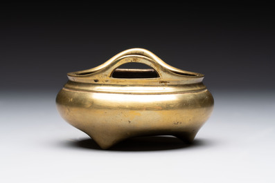 Two Chinese bronze censers, Xuande marks, 19th C.