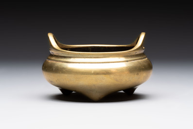 Two Chinese bronze censers, Xuande marks, 19th C.
