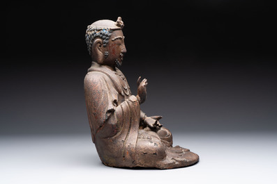 A rare Chinese dry lacquer figure of a Luohan, Ming