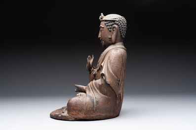 A rare Chinese dry lacquer figure of a Luohan, Ming