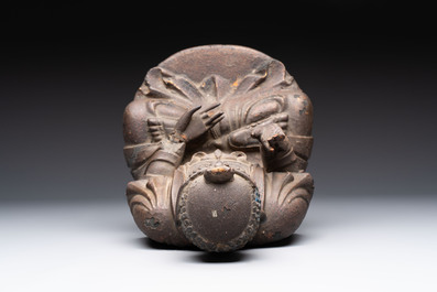 A rare Chinese dry lacquer figure of a Luohan, Ming