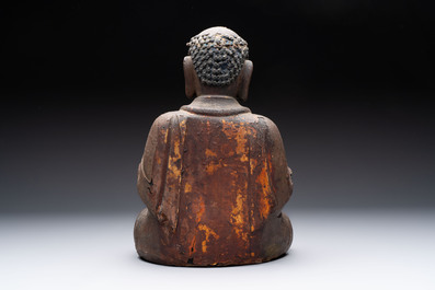 A rare Chinese dry lacquer figure of a Luohan, Ming