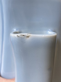 A pair of Chinese claire-de-lune 'fanghu' vases, Guangxu mark and of the period