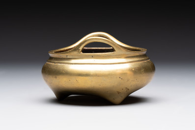 Two Chinese bronze censers, Xuande marks, 19th C.