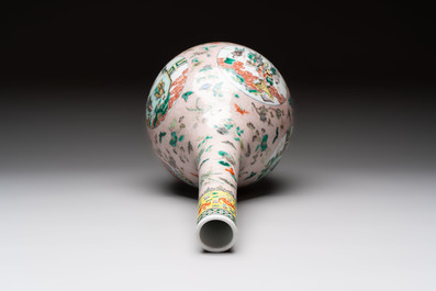 A Chinese famille verte bottle vase, 19th C.