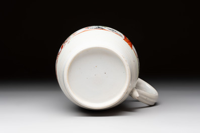 A Chinese famille rose 'mandarin subject' teapot and a mug, Qianlong