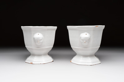 A pair of white-glazed Brussels faience jardini&egrave;res, 18th C.
