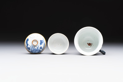 Eight Chinese blue, white, famille verte, and European-decorated wares, Kangxi/Qianlong