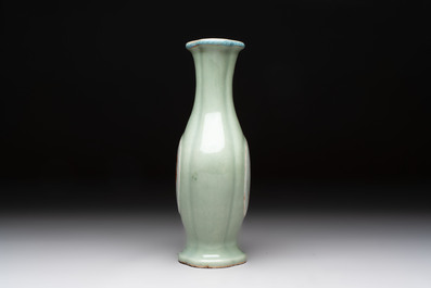 A fine Chinese polychrome celadon-ground 'carp' vase, Qianlong mark and of the period