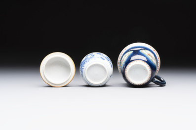 Eight Chinese blue, white, famille verte, and European-decorated wares, Kangxi/Qianlong