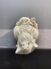 A large Chinese Dehua blanc de Chine Guanyin, He Chaozong and Xuande mark, Republic