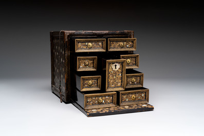 A Japanese Nanban portable lacquer cabinet, Momoyama, late 16th/early 17th C.