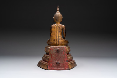 A large Thai gilt-lacquered bronze Buddha, 19th C.