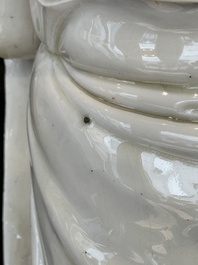 A large Chinese Dehua blanc de Chine Guanyin, He Chaozong and Xuande mark, Republic