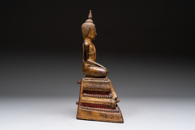 A large Thai gilt-lacquered bronze Buddha, 19th C.