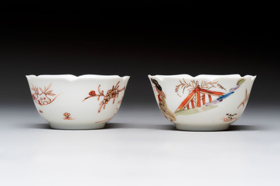 Two Chinese gilt-decorated export cups and saucers, Qianlong