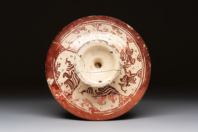 Two Hispano-Moresque lustre-glazed plates, a bowl and a tazza, Spain, 17/18th C.