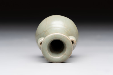 A Chinese Longquan celadon miniature 'Touhu' vase, Yuan/Ming