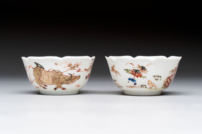 Two Chinese gilt-decorated export cups and saucers, Qianlong