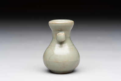 A Chinese Longquan celadon miniature 'Touhu' vase, Yuan/Ming