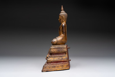 A large Thai gilt-lacquered bronze Buddha, 19th C.