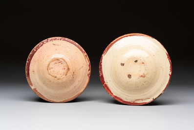 Two Hispano-Moresque lustre-glazed plates, a bowl and a tazza, Spain, 17/18th C.