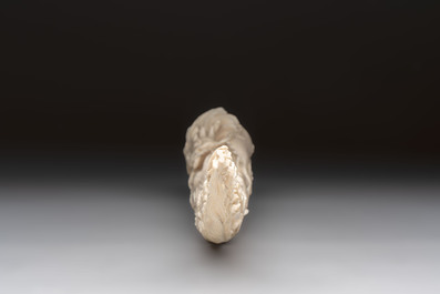 A Chinese ivory carving depicting a Luohan and a dragon, 'Da Ming 大明' mark, 19/20th C.