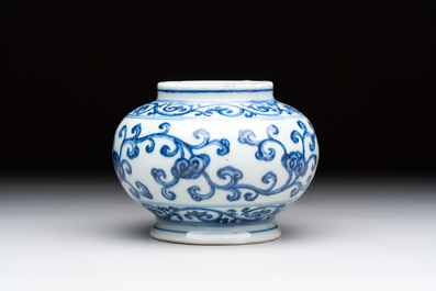 A Chinese blue and white jar with floral design, Ming