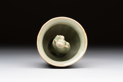 A Chinese Longquan celadon 'Trick Cup', Ming or later